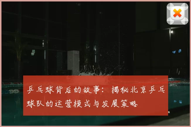 乒乓球背后的故事：揭秘北京乒乓球队的运营模式与发展策略